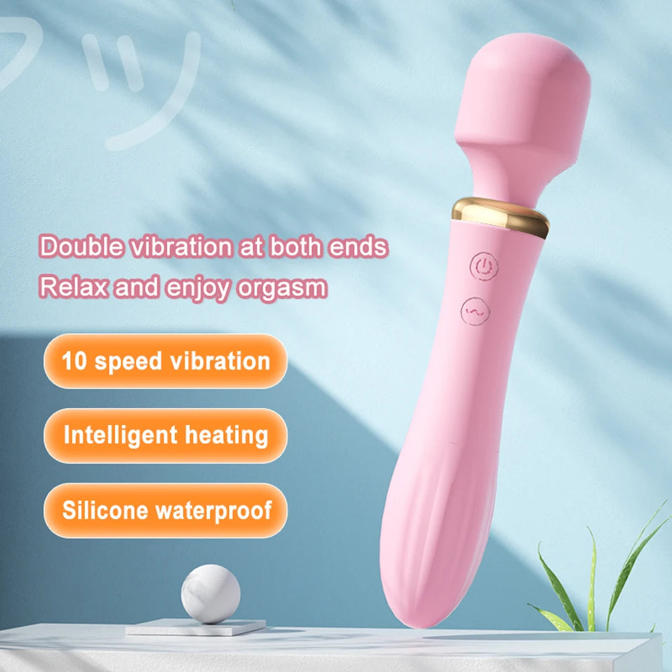 Vibrating Female AV Vibrator for Women Clitoris Vaginal Smart Heating Dual Head Vibration Vibro Adult Fun Toys Sex Products Shop